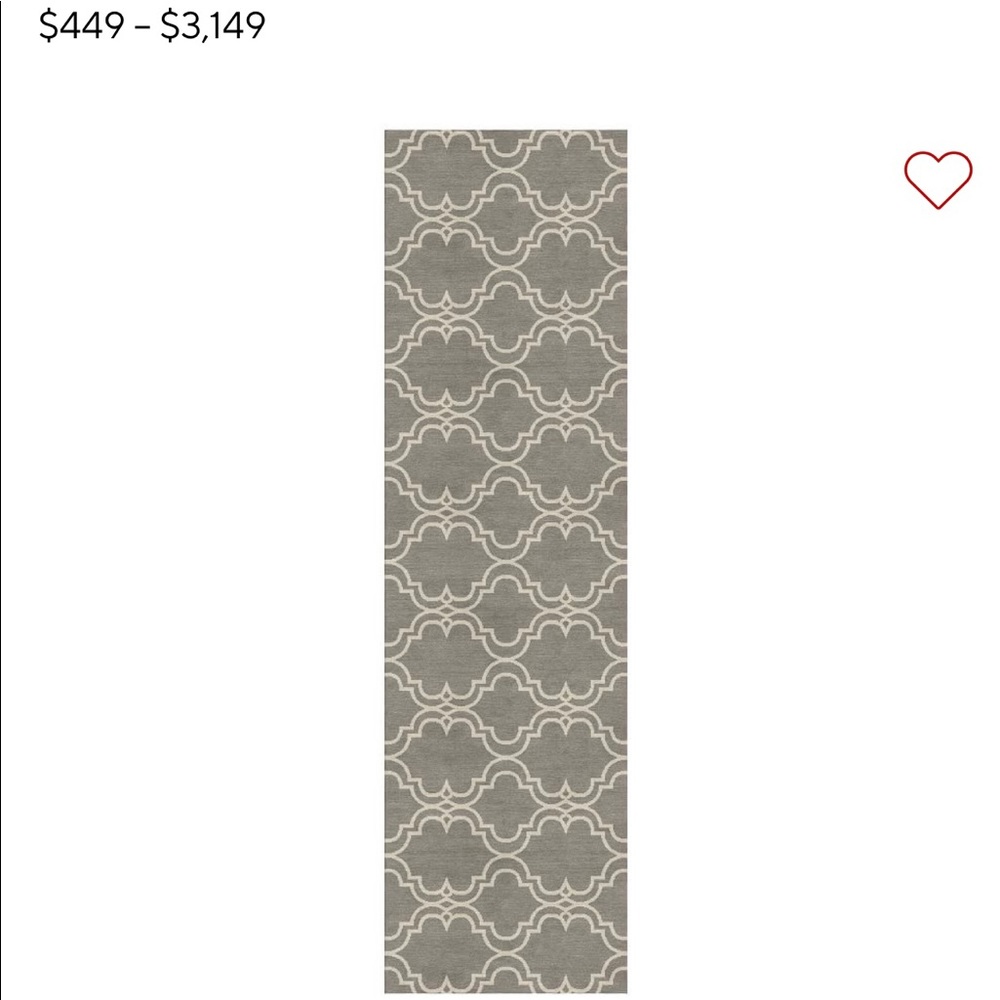 Pottery Barn Scroll Tile Hand Tufted Wool Runner